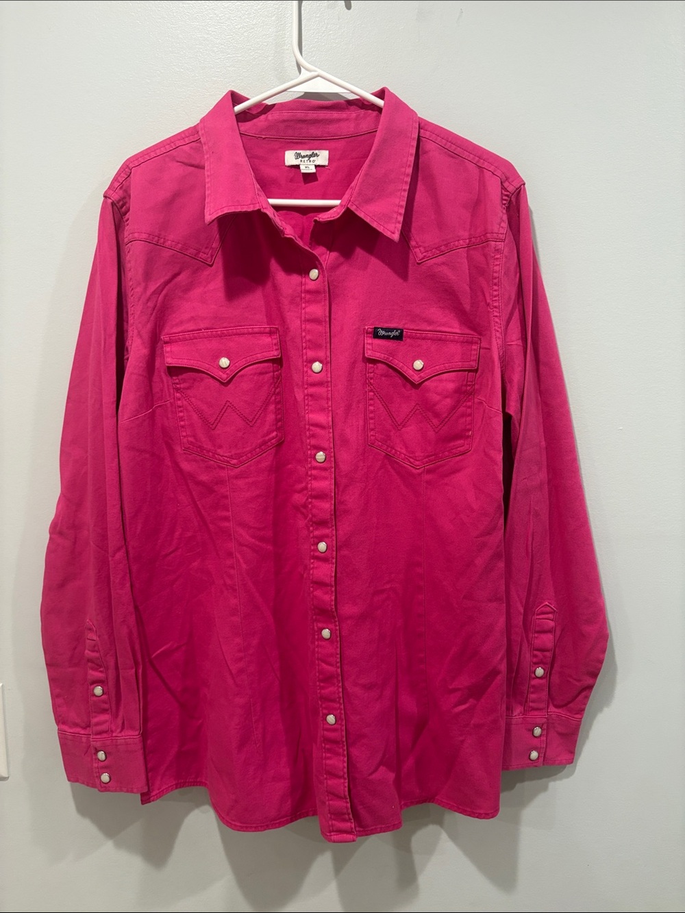 Wrangler Pink Western-Style Button-Up Shirt ptp 24 length 30